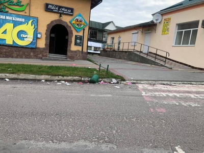 У місті на Тернопільщині вміст сміттєвої урни опинився посеред вулиці (фотофакт)