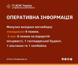 Вогнеборці Тернопільщини ліквідували майже десяток пожеж