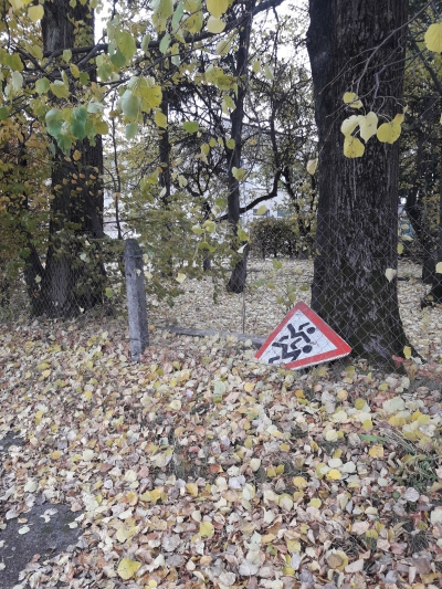 На Тернопільщині невідомі зняли дорожній знак на небезпечній частині шляху
