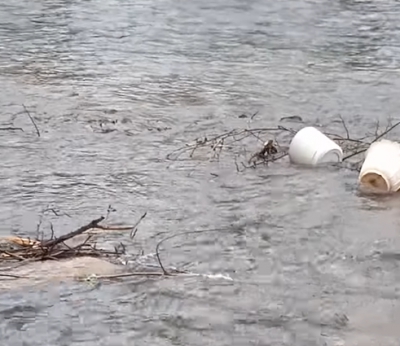 Пляшки, пакети та відра: на Тернопільщині у річку скидають непотріб (відео)
