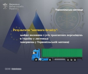 Майже половина з усіх транзитних переміщень в Україну завершена у Тернопільській митниці