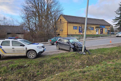 На Тернопільщині водійка іномарки протаранила електроопору