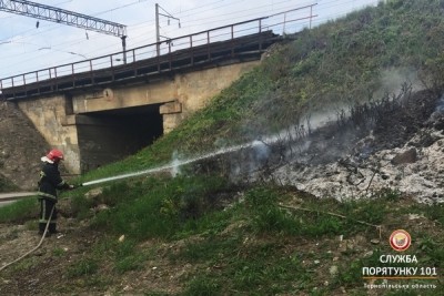 У Тернополі пожежники гасили вогонь біля залізничної колії