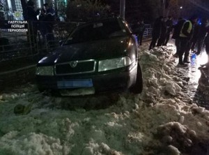 П&#039;яного сержанта поліції у Тернополі зупинила ... снігова кучугура