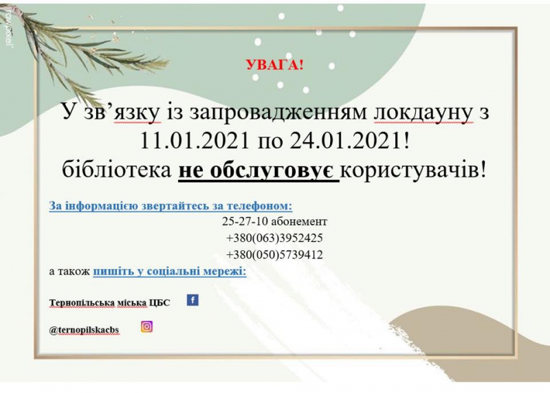 Стало відомо, чи працюватимуть бібліотеки в період локдауну