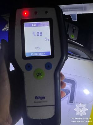 Рівень алкоголю у крові перевищував норму у 5 разів: у Тернополі під час комендантської години спіймали п&#039;яного водія