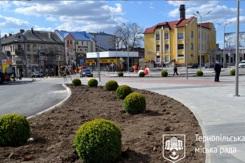 На Привокзальному майдані Тернополя висадили понад 30 нових дерев та кущів