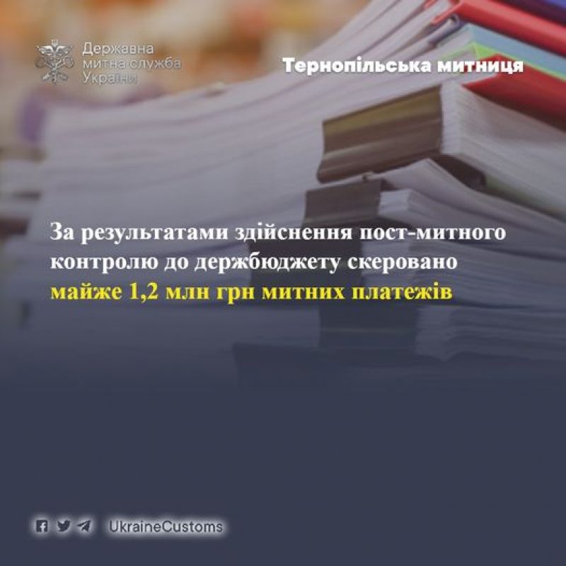 Тернопільська митниця звітує про результати здійснення пост-митного контролю