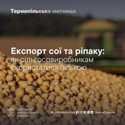 Тернопільські митники розповіли, як сільгоспвиробникам скористатися пільгою при експорті сої та ріпаку