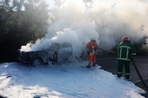 На Тернопільщині посеред вулиці згорів автомобіль