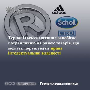 Тернопільська митниця запобігає потраплянню на ринок товарів, що можуть порушувати права інтелектуальної власності