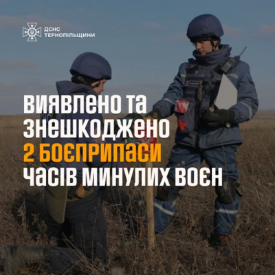 На території одного із підприємств Тернопільщини виявили артснаряд та мінометну міну