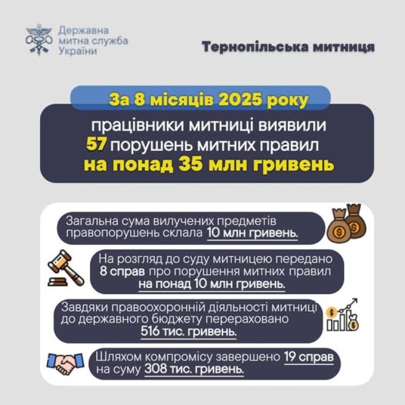 Порушень митних правил на понад 35 мільйонів гривень виявили на Тернопільщині