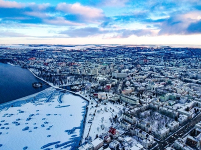 Засніжений Тернопіль показали з висоти пташиного польоту (фотофакт)