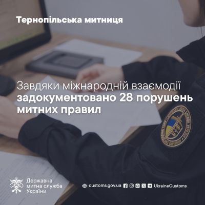 Завдяки міжнародній взаємодії тернопільські митники задокументували 28 порушень митних правил