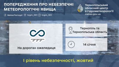 Після снігопадів – ожеледиця: синоптики попереджають тернополян про нову небезпеку