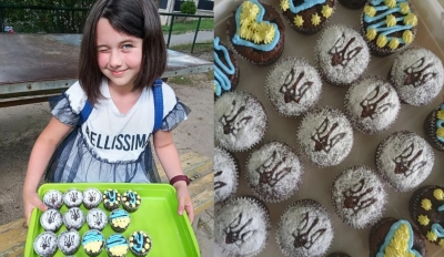 Маленька тернополянка готує кекси з лохиною та шоколадом, аби допомогти ЗСУ