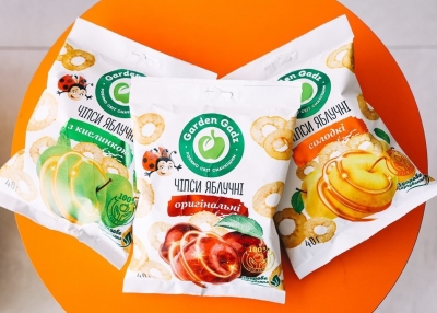 Яблучні чипси господарства «ГАДЗ» відтепер продають у новому пакуванні